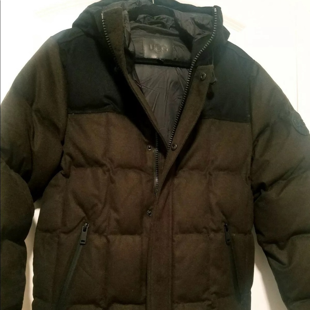UGG Cadin Hip Length Puffer Wool Olive XS Coat